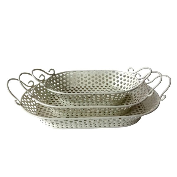 Jeco Ornate White Metal Tray - Set of 3 HD-HA0007